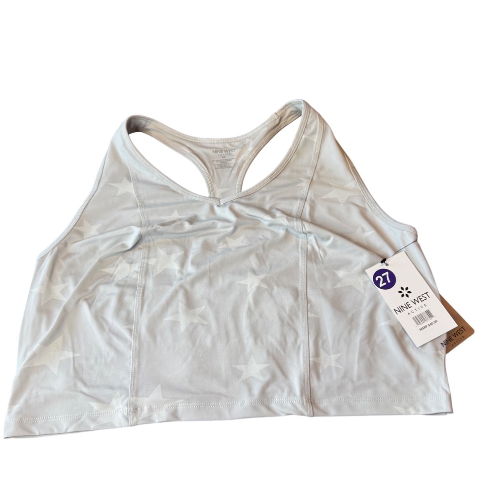 Nine West Active Tank Top Women's 2X Racerback Built in Bra Athletic Star Gray